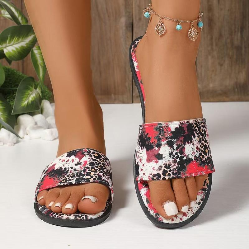 

Fashion 2025 Summer Plus Size Women’s Open Toe Slippers Round Toe Flat with Printing Sandals for Outdoor New Daily Casual Beach Slippers 36 белый