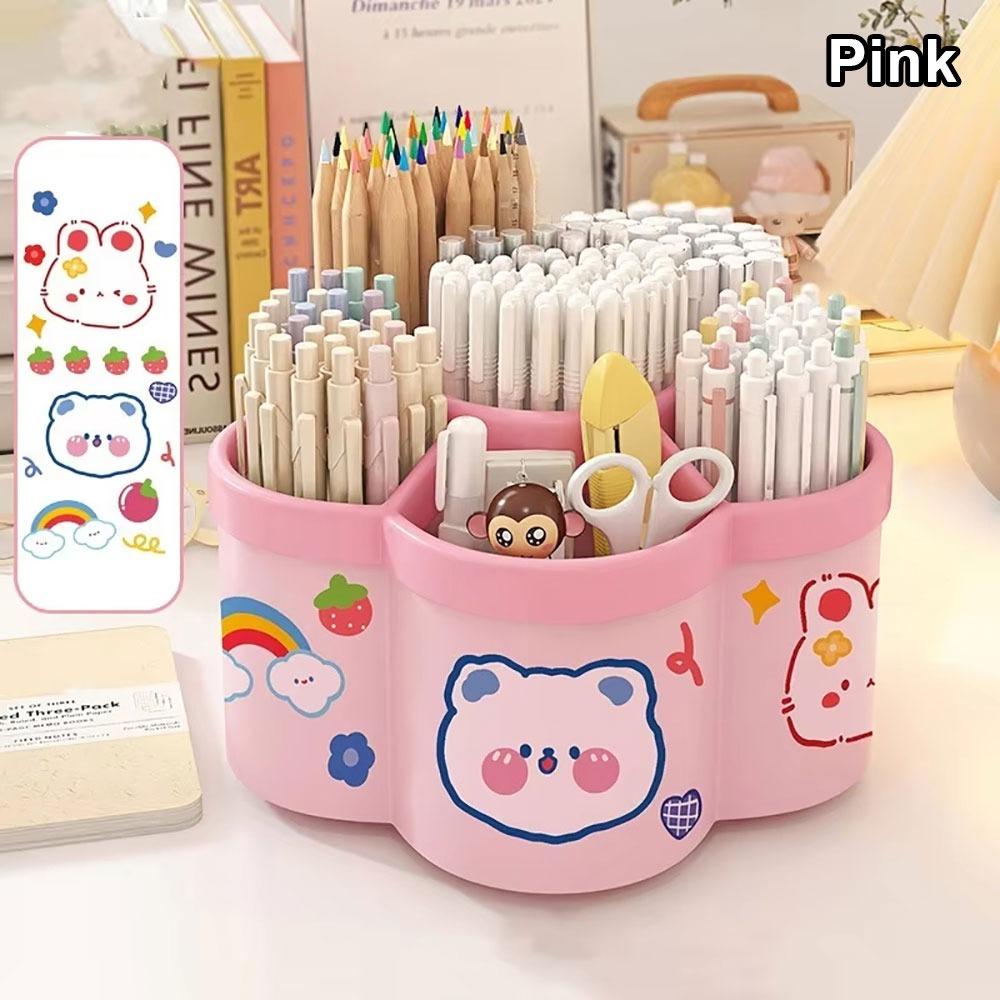 

1 шт. Коробка для хранения карандашей большой вместимости, наклейка для самостоятельного оформления, настольные канцелярские принадлежности для офиса, школьные принадлежности Pink
