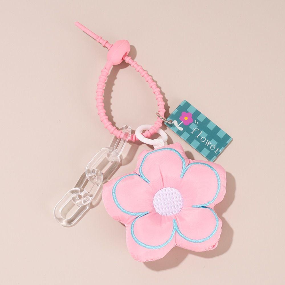 Cloth Fresh Backpack Decoration Acrylic Chain Floral Lanyard Portable Flower Bag Pendant  Gift