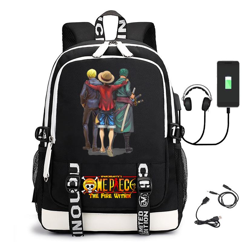 Hot-selling ONE PIECE Luffy backpack usb charging large capacity bag