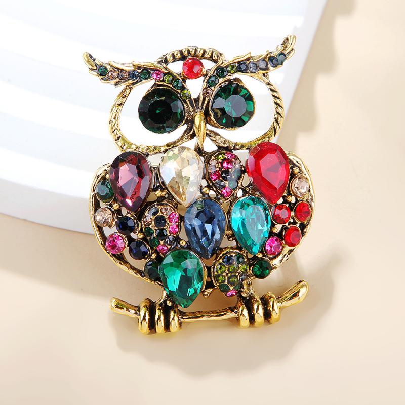Fashion Vintage Rhinestone Lovely Owl Brooches For Women Clothing Coat Jewelry Accessries Gifts
