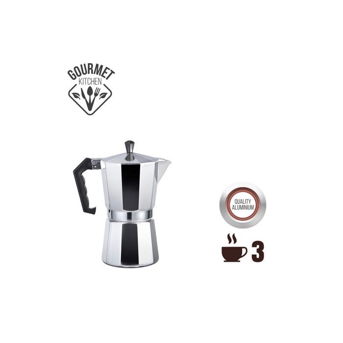 Cafétière - EDM - 3 Tasses - Aluminium - Compatible tous types de cuisines - Poids 0,33 Kg
