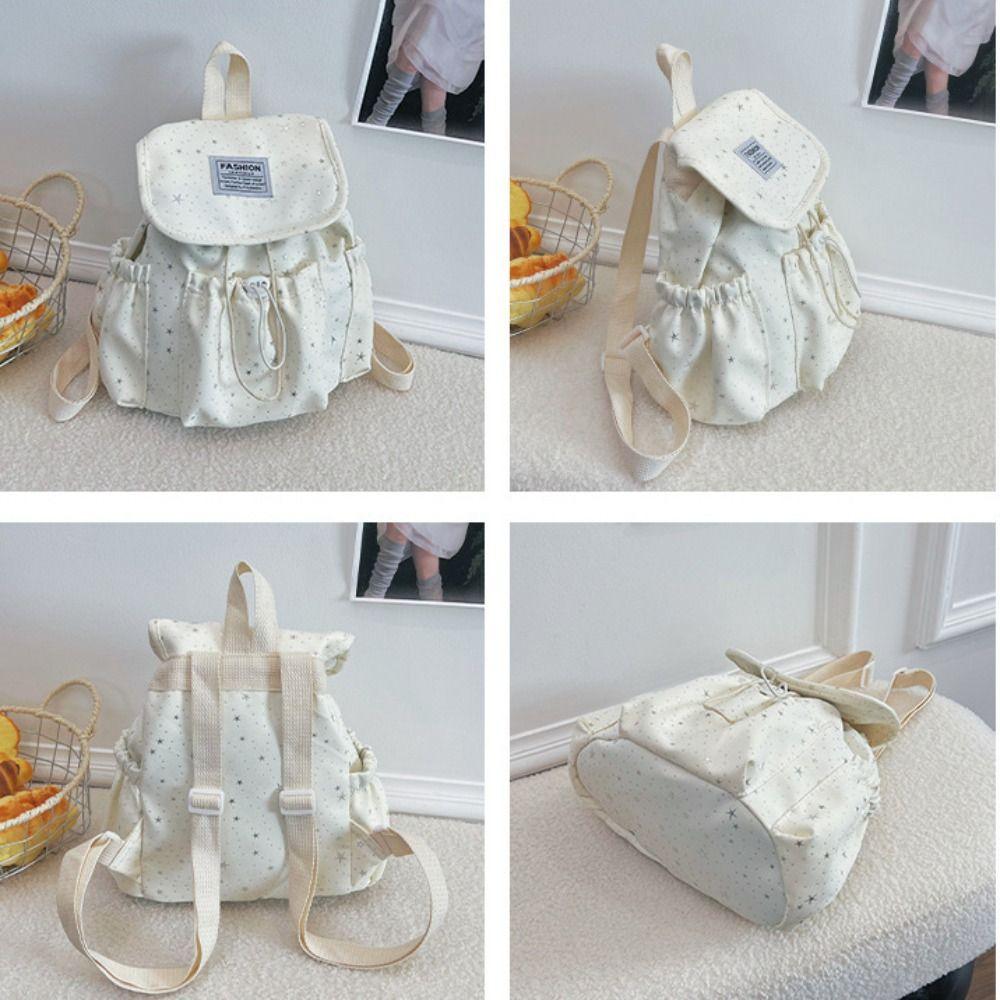 Large Capacity Star Print Drawstring Backpack Students School Bag Junior High School Students