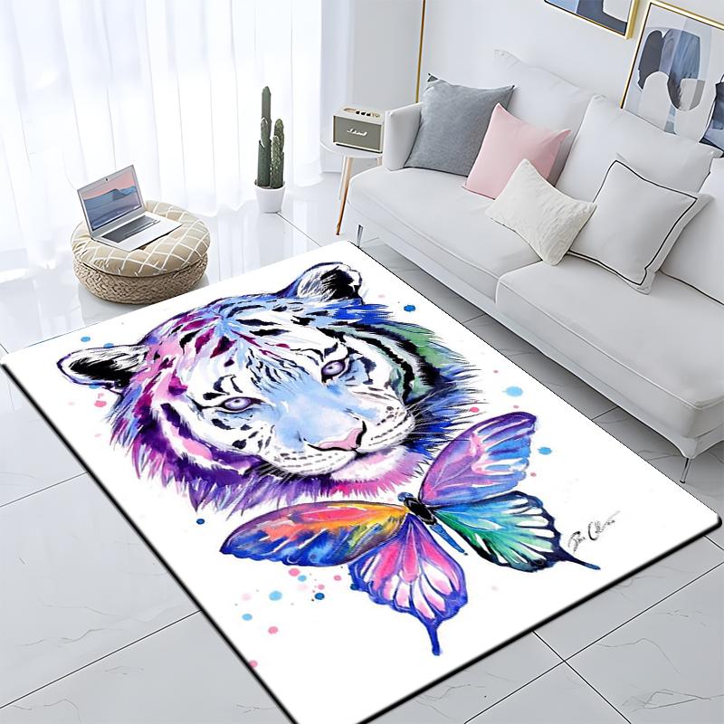 Animal Tiger Custom Picnic Mat Non Slip Carpet Living Room Mat Yoga Mat Home Decor Crawling Mat Carpet for Living Room Anime Rug