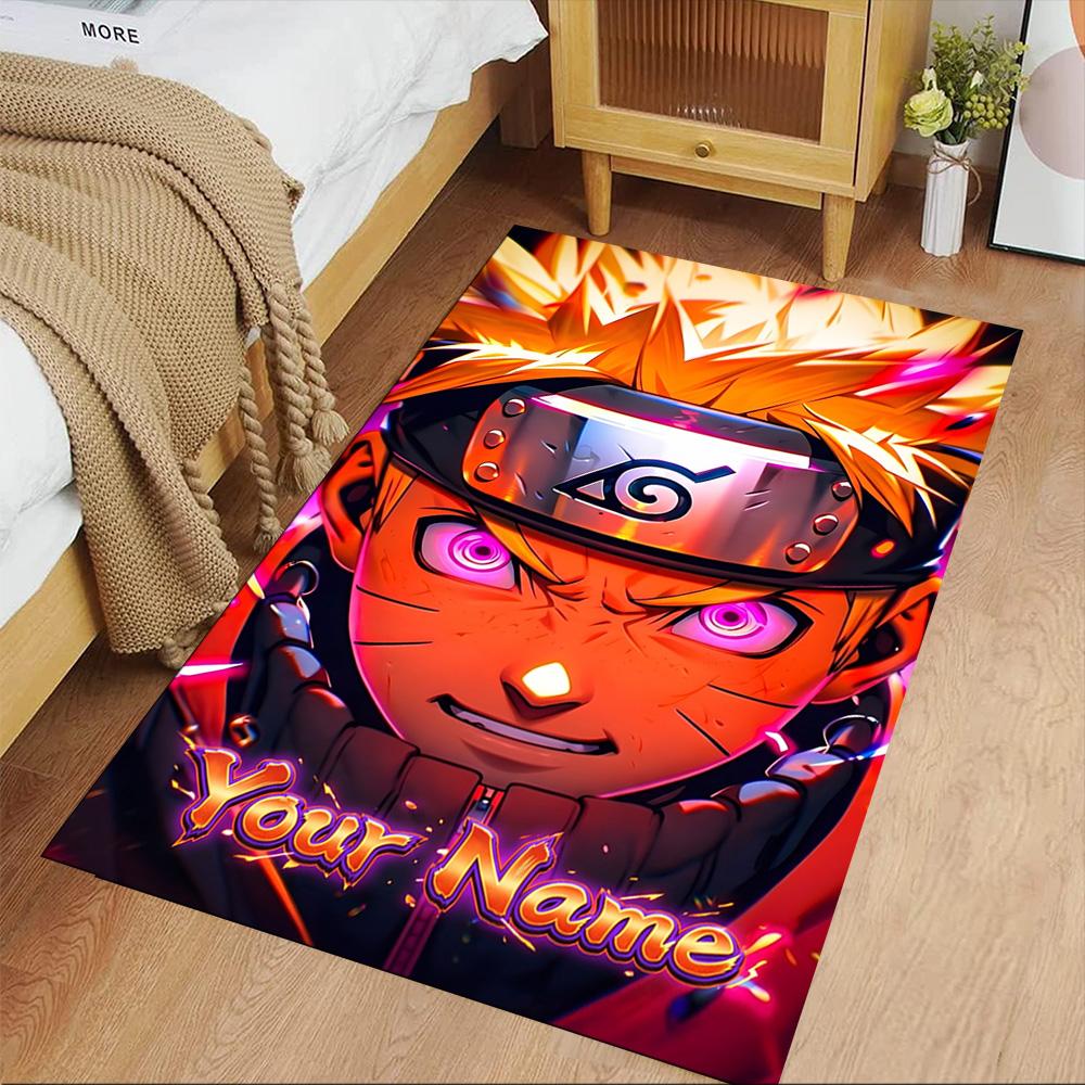 Naruto Character Personalized Name Floor Rug Office Rug Design for Playrooms Dining Room Dormitory Bedrooms Antislip Carpet Decorate Offices