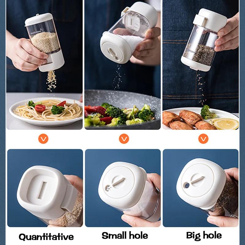 Push-type Salt Dispenser Sugar Bottle Spice Pepper Shaker Can Jar PushType Seasoning Container Quantitative Spice Container