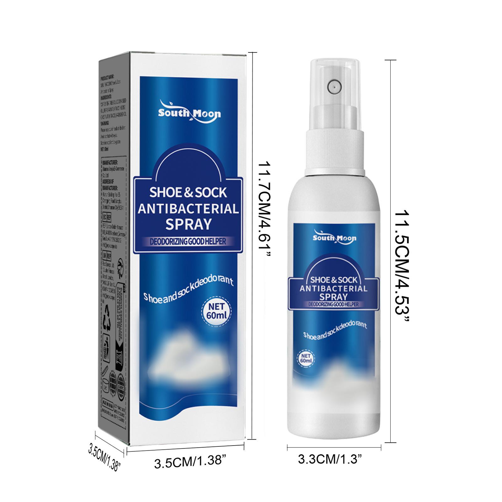 

Антибактериальный спрей для обуви 60 мл, средство от запаха ног, освежитель носков и обуви, антиперспирант для здоровья ног 60ml