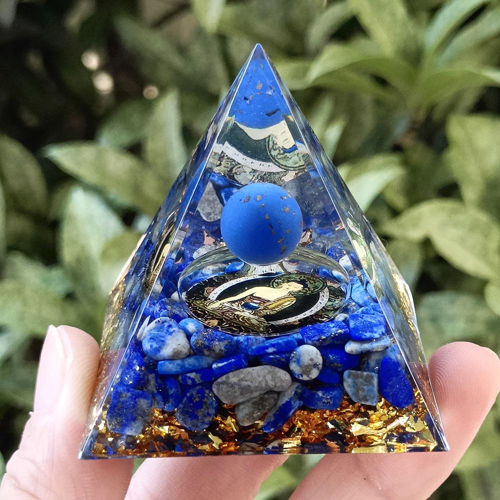 Crystal Gravel Pyramid Ornament - Resin Epoxy Craft for Home or Office Decoration and Gift