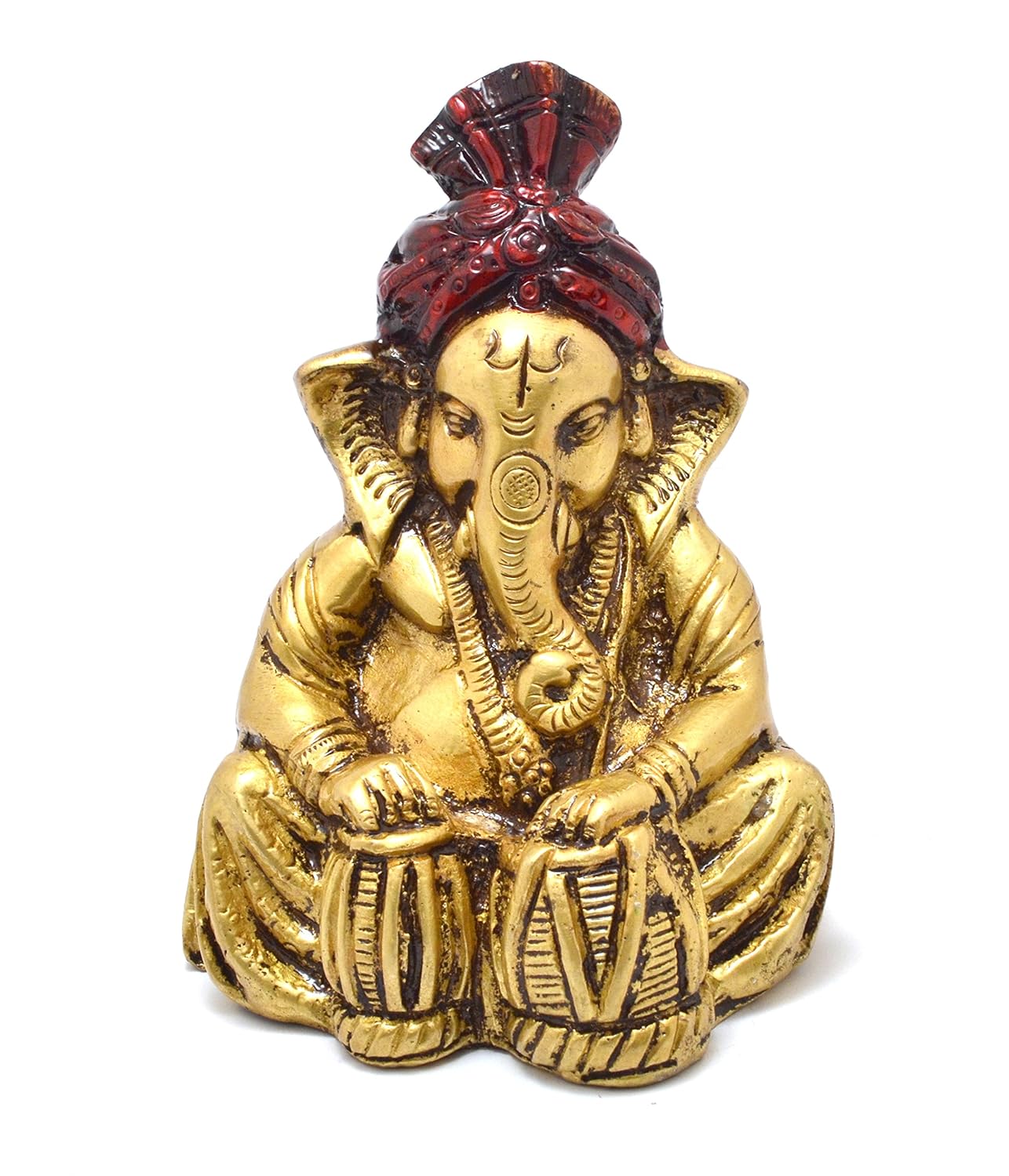 

Original Brass Ganesha Playing Idol Table Showpiece, Multicolor, Size -Standard