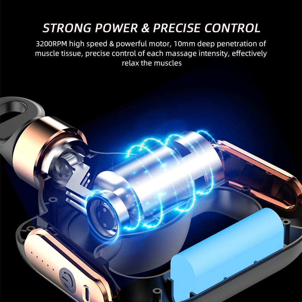 Wireless Fascia Gun Massager with Stretch Strap High-Frequency Vibration Deep Muscle Relax Body Neck Back Leg Massage Device