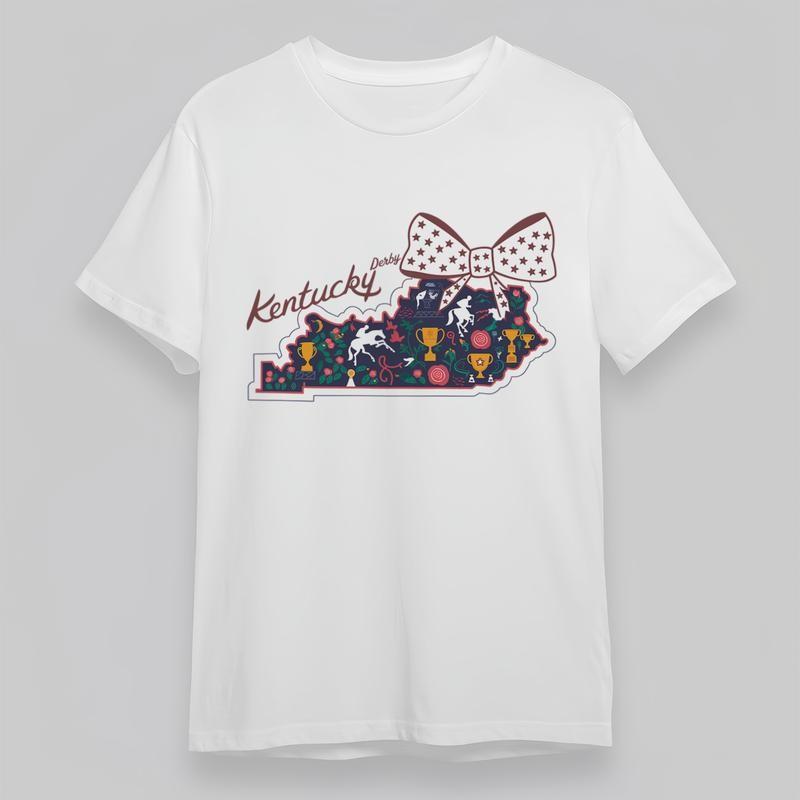 

Women s Plus Size T-Shirt Horse Racing Theme With Ribbon Trophy Design Tee 3XL