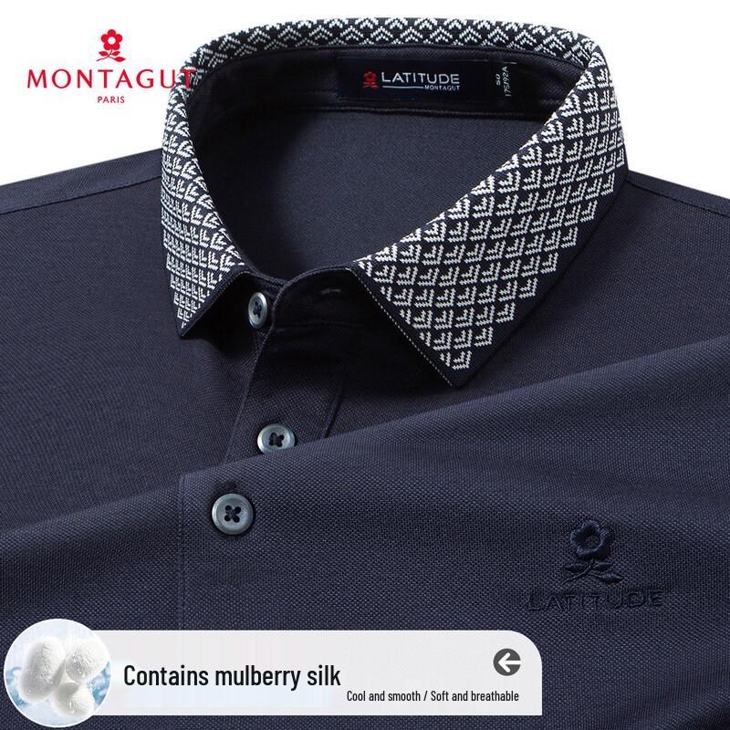 MONTAGUT Men s Silk Blend Jacquard Polo Shirt 50