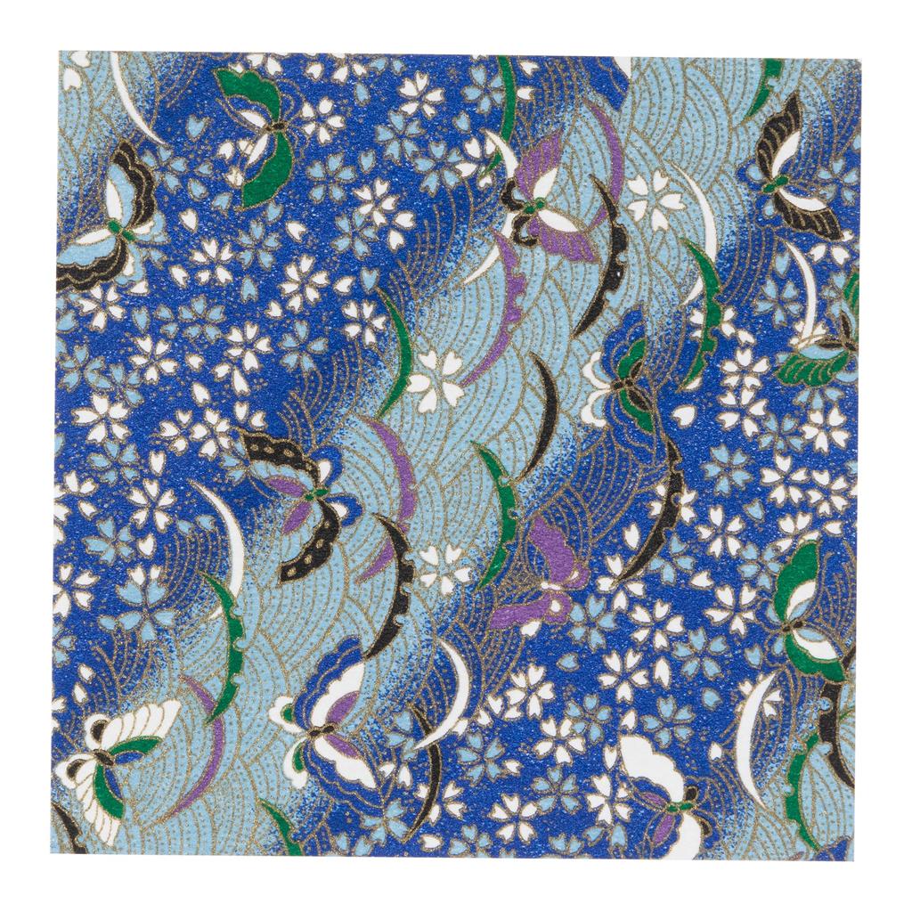 Kawasumi Washi Chiyogami Yuzen Washi 15 15 Blue Paper, 15x15cm, Patterns, Sheets,