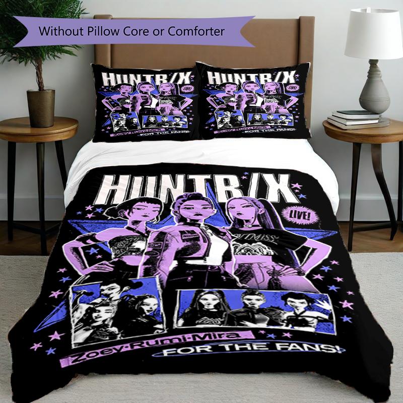 Set copripiumino 3 pezzi (1*Copripiumino + 2*Federe, Senza Nucleo),Set Biancheria da Letto con Stampa KPop Demon Hunters, Decorazione Camera da Letto, Stagione Unica, Regalo di Compleanno