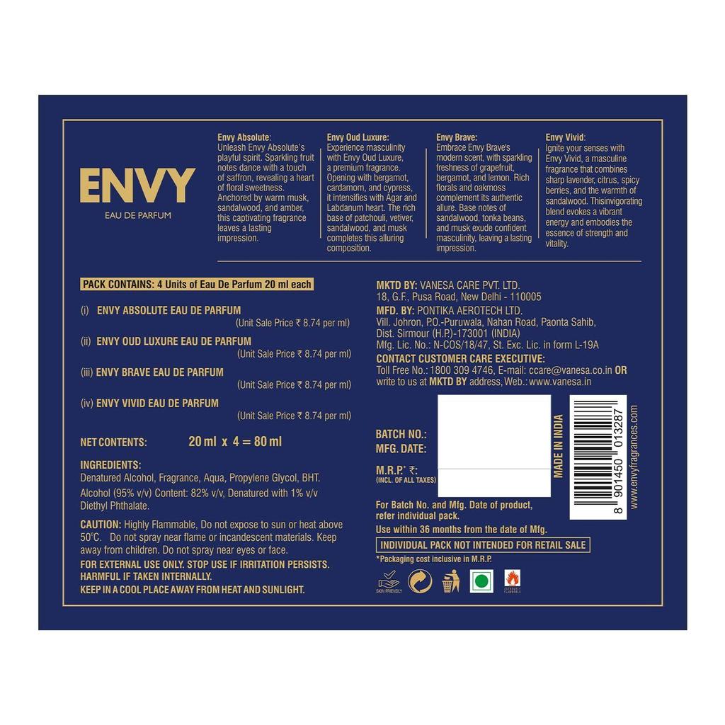 ENVY Gift Set Perfume For Men - 20 ML Each, Pack of 1 | Long Lasting Perfume