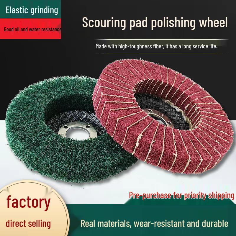 4-inch Vertical Scouring Pad Polishing Wheel, 100x16mm Stainless Steel Brush Sandpaper Flap, Flying Wing Grinding Disc