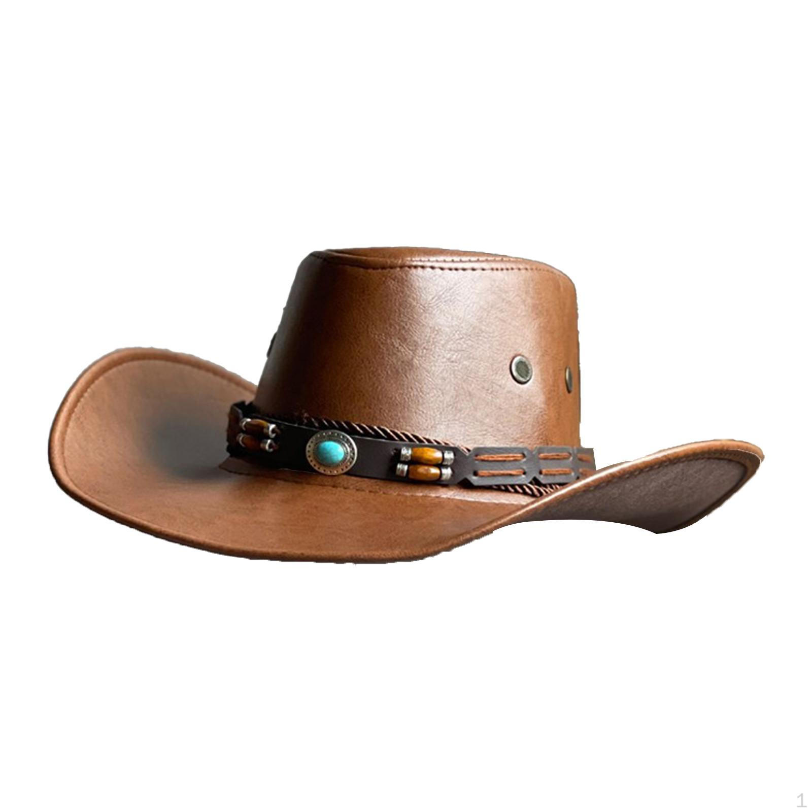 

Cowboy Hat Western Jazz Sun Protection PU Costume with Wide Brim for Birthday верблюд