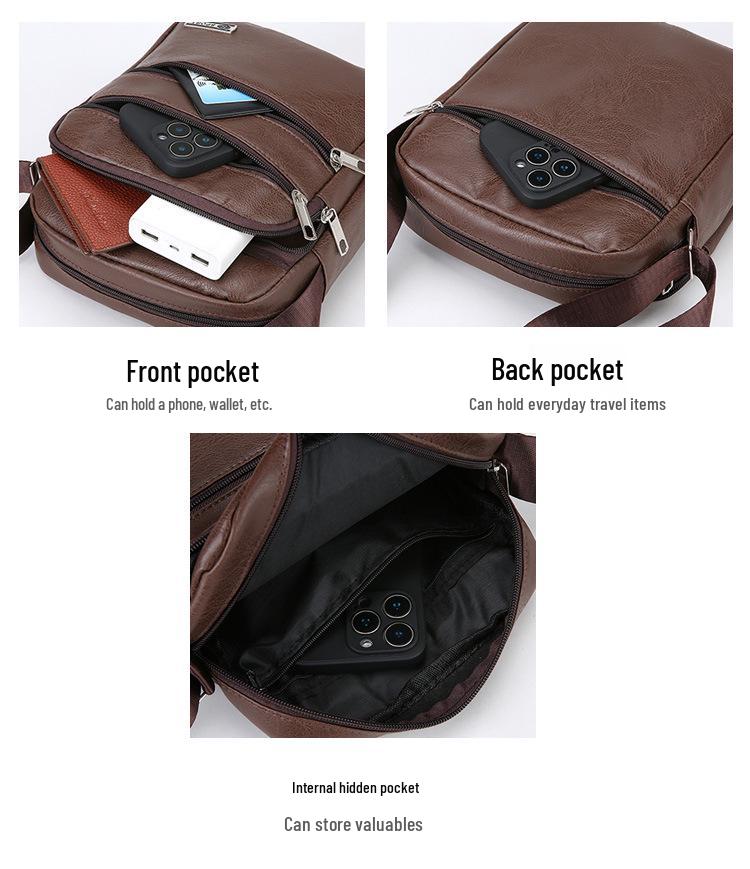 Men's PU Leather Large Capacity Versatile Business Casual Crossbody Bag