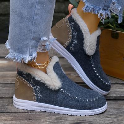 Scarpe da Donna Calde in Cotone con Pelliccia Stivaletti alla Caviglia Infilabili Stivali da Neve Inverno 2025 Nuovi Scarpe Basse Invernali Calde in Cotone Zapatos Mujer