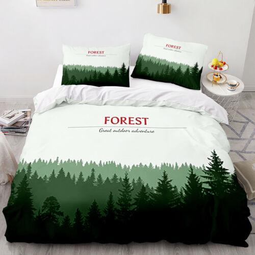 Skogslandskap Påslakan Quilt Cover Sängkläder Set Örngott Enkel Dubbel King Art