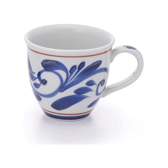 Mug Cup Cup Tableware Tobe Ware Round Mug (Red Line Arabesque, 1 Piece) White