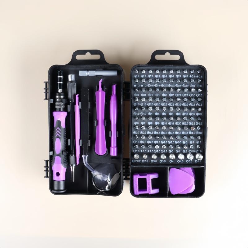 

Набор отверток 115-в-1, сильный магнит и высокая твердость, многофункциональный и многоцелевой инструмент для разборки, полный набор инструментов Purple [115 in 1 Screwdriver]