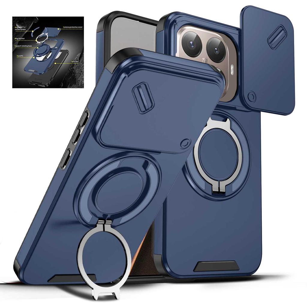 Magnetic Rotating Bracket Phone Case For Xiaomi 15T Pro 14T Pro Smart Sliding Window Anti Fall Phone Case