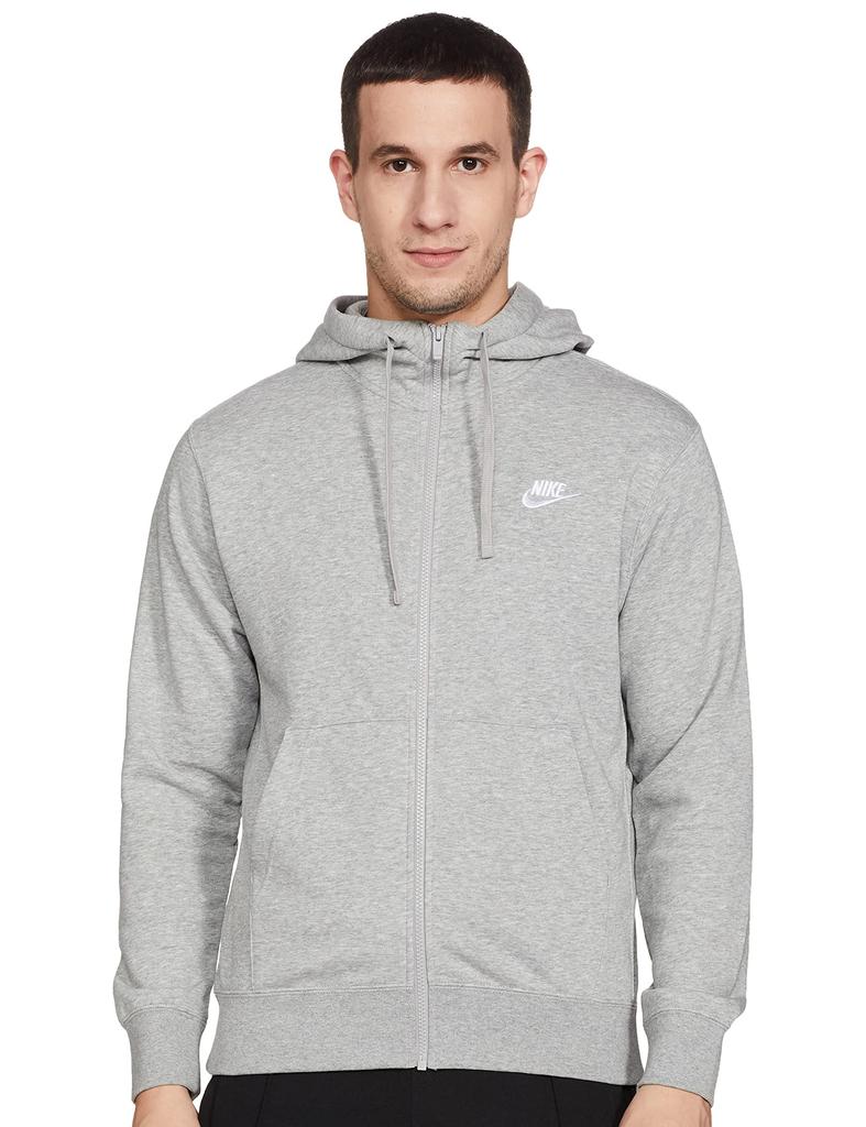 Nike Club French Terry Hoodie BV2649 D Gray Medium Full-Zip 063, Heather/D Gray,