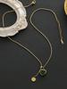 Stainless Steel Emerald Diamond Heart Shape Titanium Steel Adjustable Necklace For Women,  Suitable For Daily Wear And Gifts