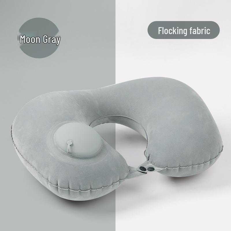 Inflatable U-shaped Travel Neck Pillow - Portable, Ergonomic, Height-Adjustable, Storable Milk Silk Design
