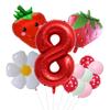 12pcs/set Strawberry Daisy Flower Balloons 32inch Red Number Balloon for Berry First Birthday Girls Sweet Fruit Party Decoration