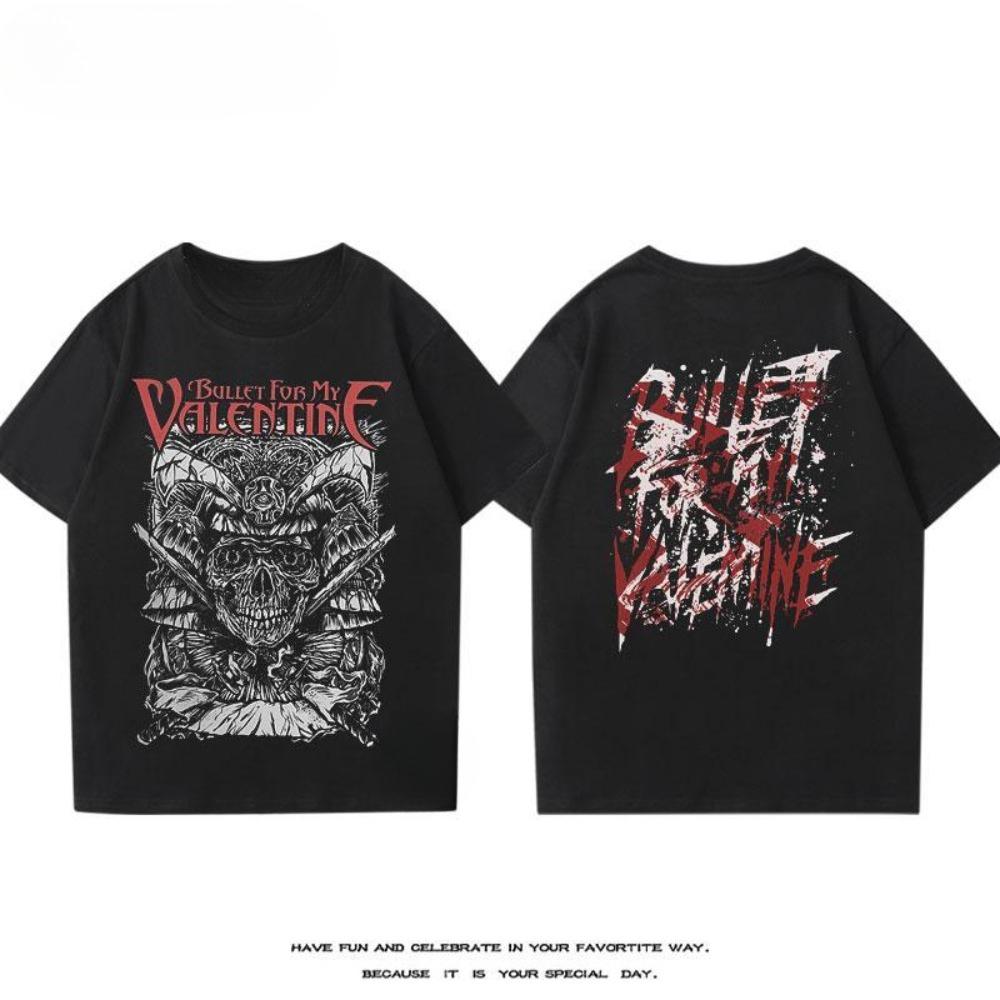 Trička metalové rockové kapely Bullet for My Valentine, Pánská a dámská trička s potiskem pro páry s krátkým rukávem, Pro každodenní nošení