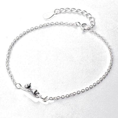 925 Sterling Zilver Asjuatable Leuke Kat Bedelarmband Voor Vrouwen Meisjes Party Bruiloft Trendy Sieraden Pulseras Sl244