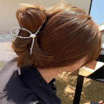 New Pearl Metal Grab Clip Ins Wind Hairpin Back Head Disc Hair Headgear Hair Volume Shark Clip
