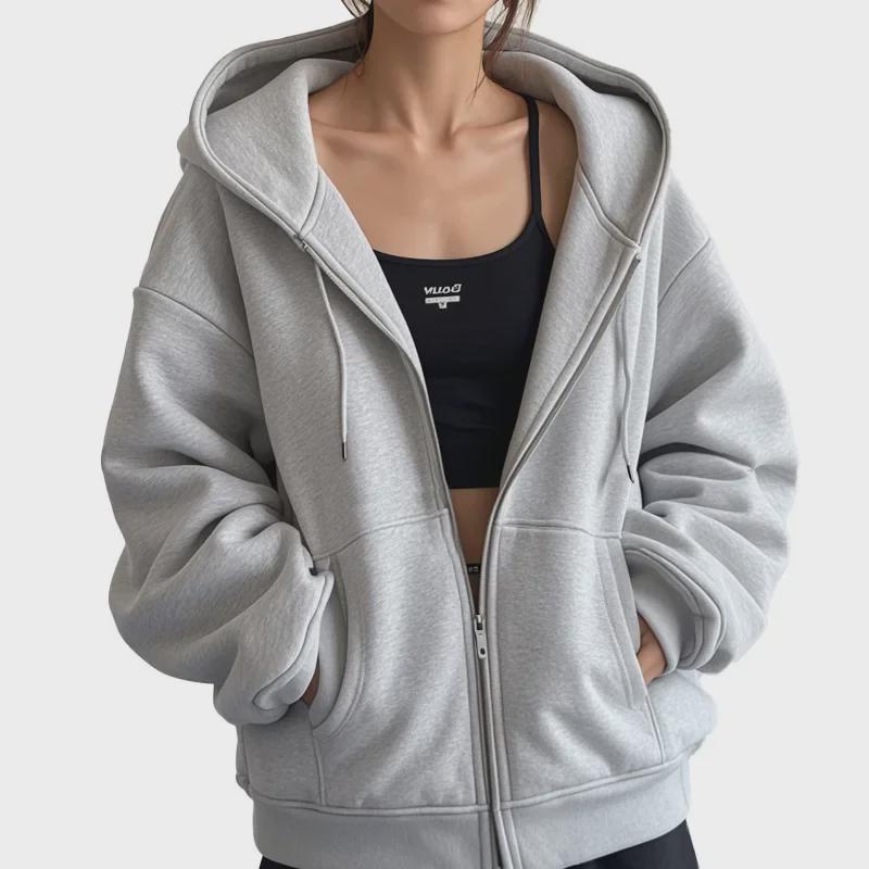 Unisex Hooded Velvet Cardigan: New Solid Color Zipper Style for Autumn/Winter