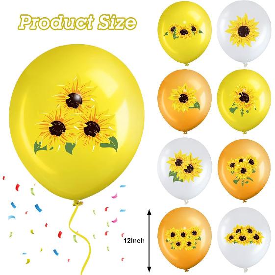 45 Pieces Sunflower Balloons Decorations 12 Inch Sunflower Yellow White Balloons for Summer Honeybee Themed Party Baby Shower Birthday Wedding Party