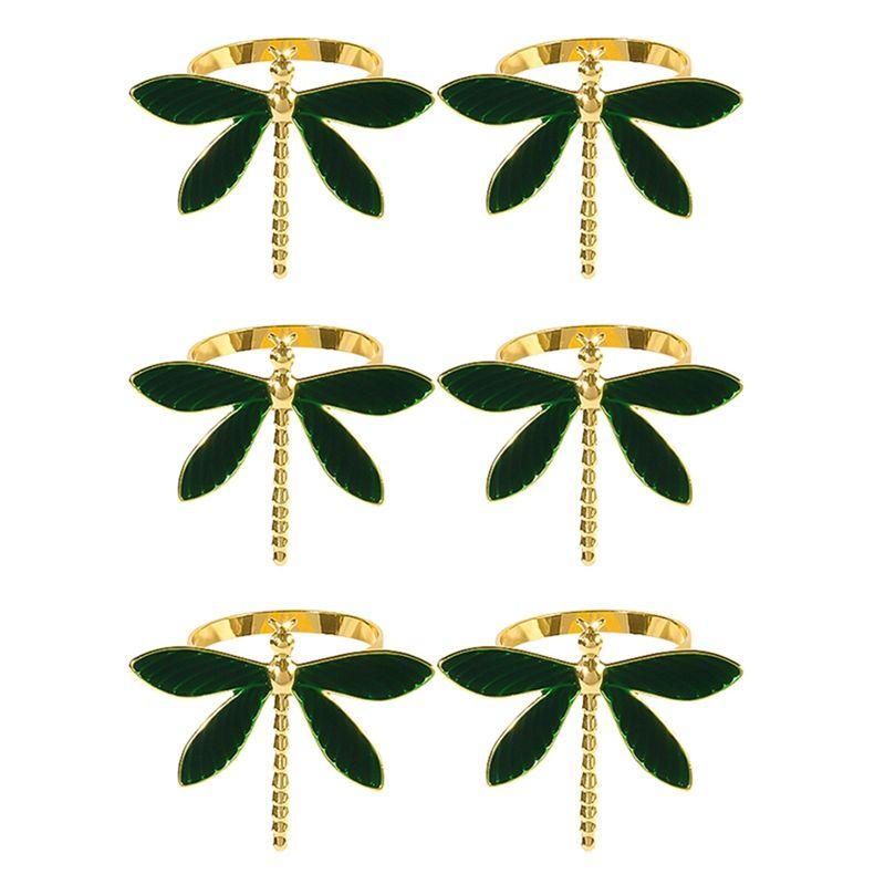 

AEE2-Napkin Rings Set Of 6 For Wedding Fathers Day Birthday Metal Dragonfly Napkin Holders For Table Linens Party Occasion