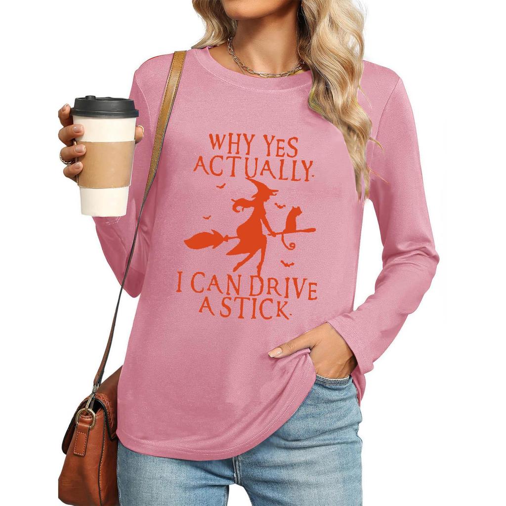 Women's Gothic Halloween Print Long Sleeve Crew Neck Top, 2025 Winter Collection