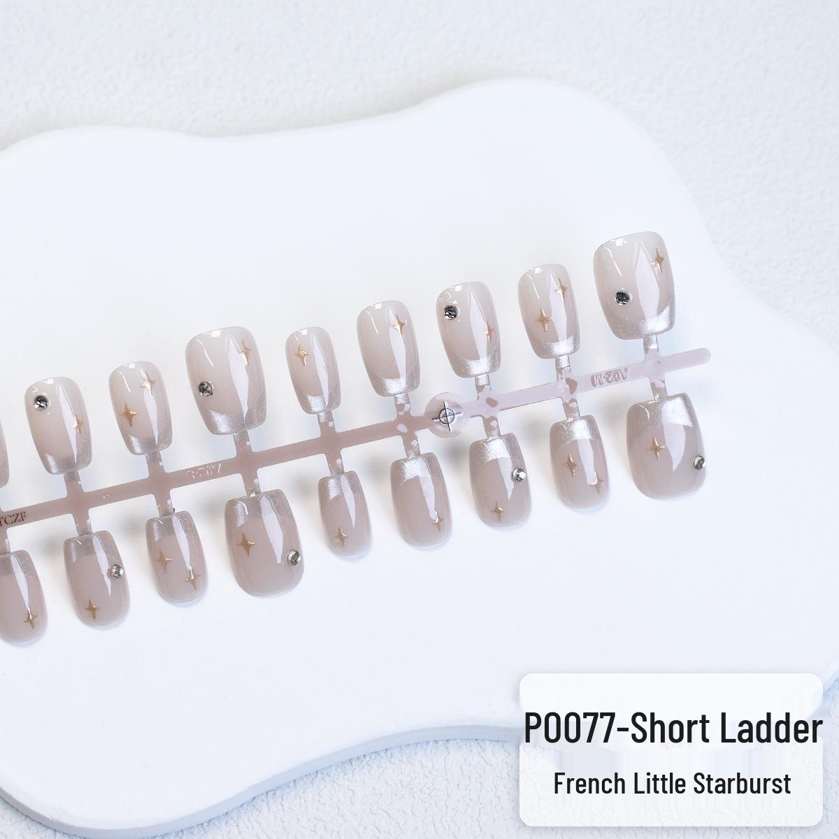 

30-Piece Handmade Press-On Nails French Style Cat Eye Design Summer Nail Art Stickers