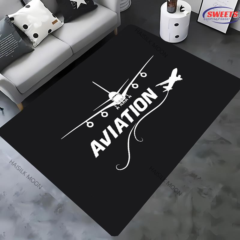 Aircraft Theme Airstrip Airport Carpet New Release! Rug for Living Rooms Bedrooms, Office Areas, Durable Machines Washable Mats