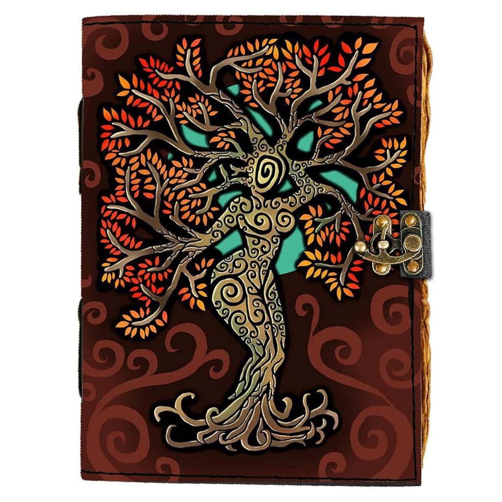 Leather Mother Earth Printed Diary with 200 Unruled Vintage Paper for Office and Personal Use (7X5 Inch)