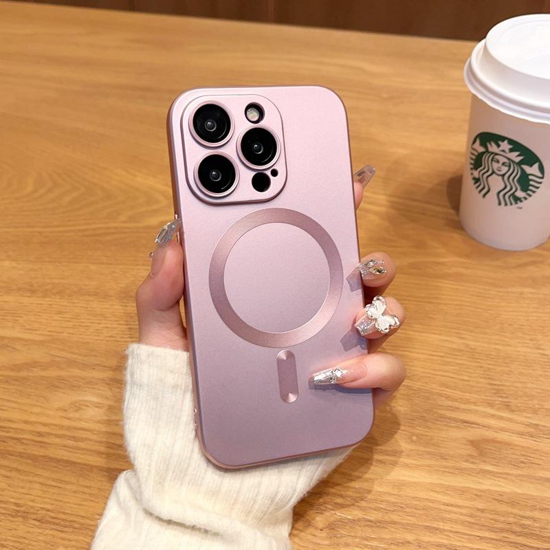 Applicable To IPhone 17 Metal Paint Magnetic Phone Case Skin Feeling Apple 16proMax Full Inclusive Anti Fall 15 Protective Case