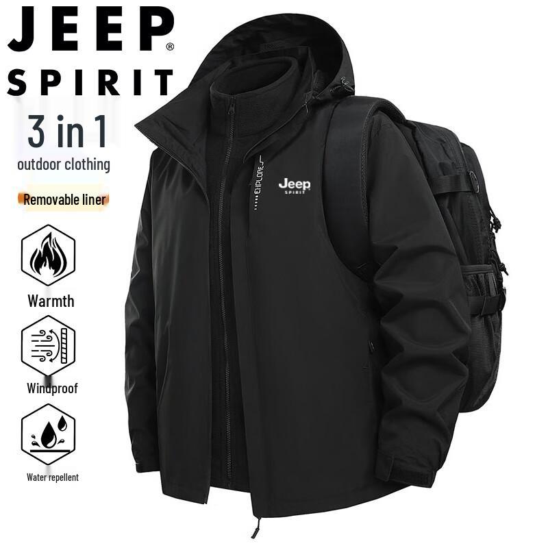 

JEEP SPIRIT Men s 3-in-1 Thickened Casual Outdoor Jacket XL