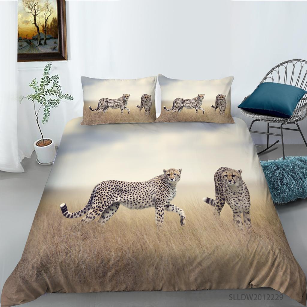 Leopard Series Digital Printing Quilt Cover Pillowcase Two Three Piece Set Polyester