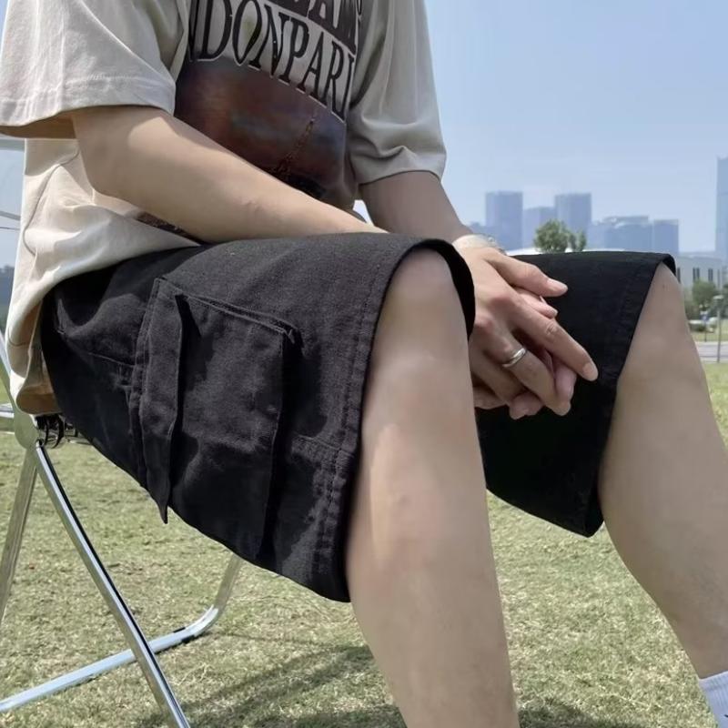 Summer Men Denim Short Streetwear Vintage Korean Harajuku Pocket Jeans Shorts Hip Hop Cargo Pants Oversized Bottoms Male Clothes