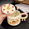 Cute Cat And Dog Ceramic Mug With Lid Creative Birthday Gift Cup Girl Heart Home Coffee Cup Souvenir