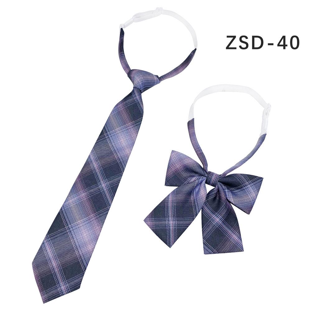 Unisex JK Collar Plaid Bowknot Flower Set - Polyester Cotton Student Uniform Accessory