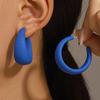 C-shaped Geometric Hoop Earrings: Candy Color Heart Dangles