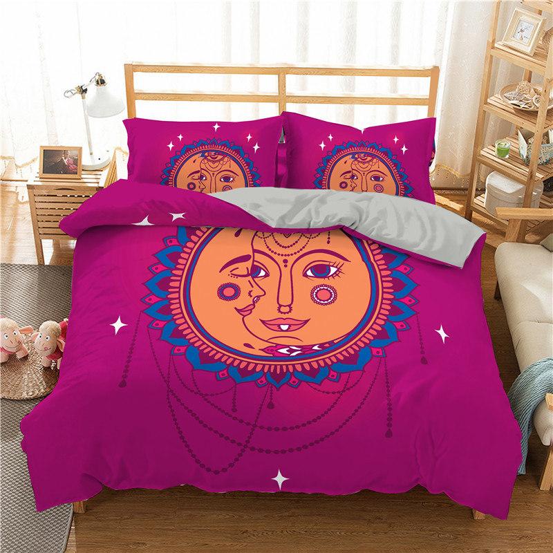 Bohemian Mandala Duvet Cover Golden Sun And Moon 3D Print King Queen Bedding Set Microfiber Dreamcatcher Quilt Cover Pillowcase