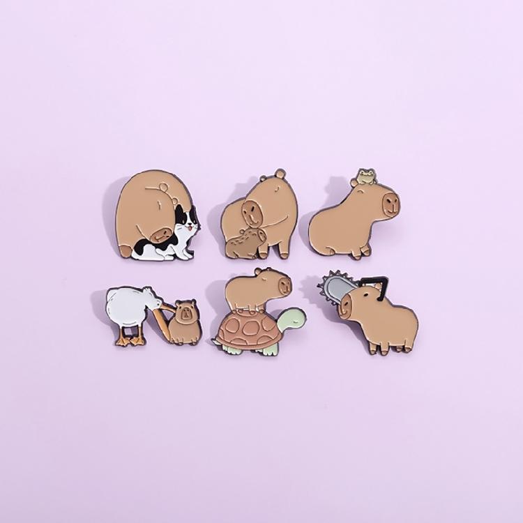 Artistic Animal Brooch Collection Featuring Capybara Stylish Suit Accessory Casual Brooches for Fashion Enthusiasts